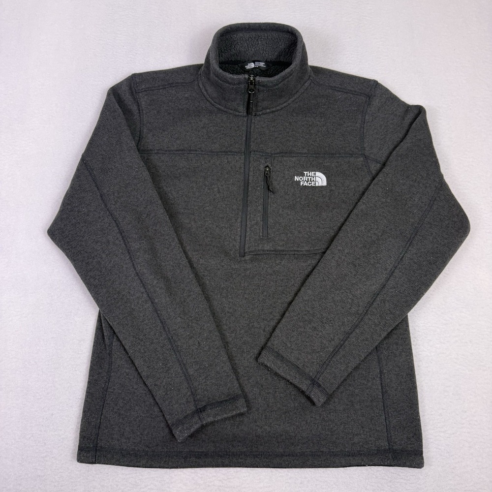 The North‎ Face Men's Med Gordon Lyons Grey Sherpa Lined 1/4 Zip Pullover Fleece